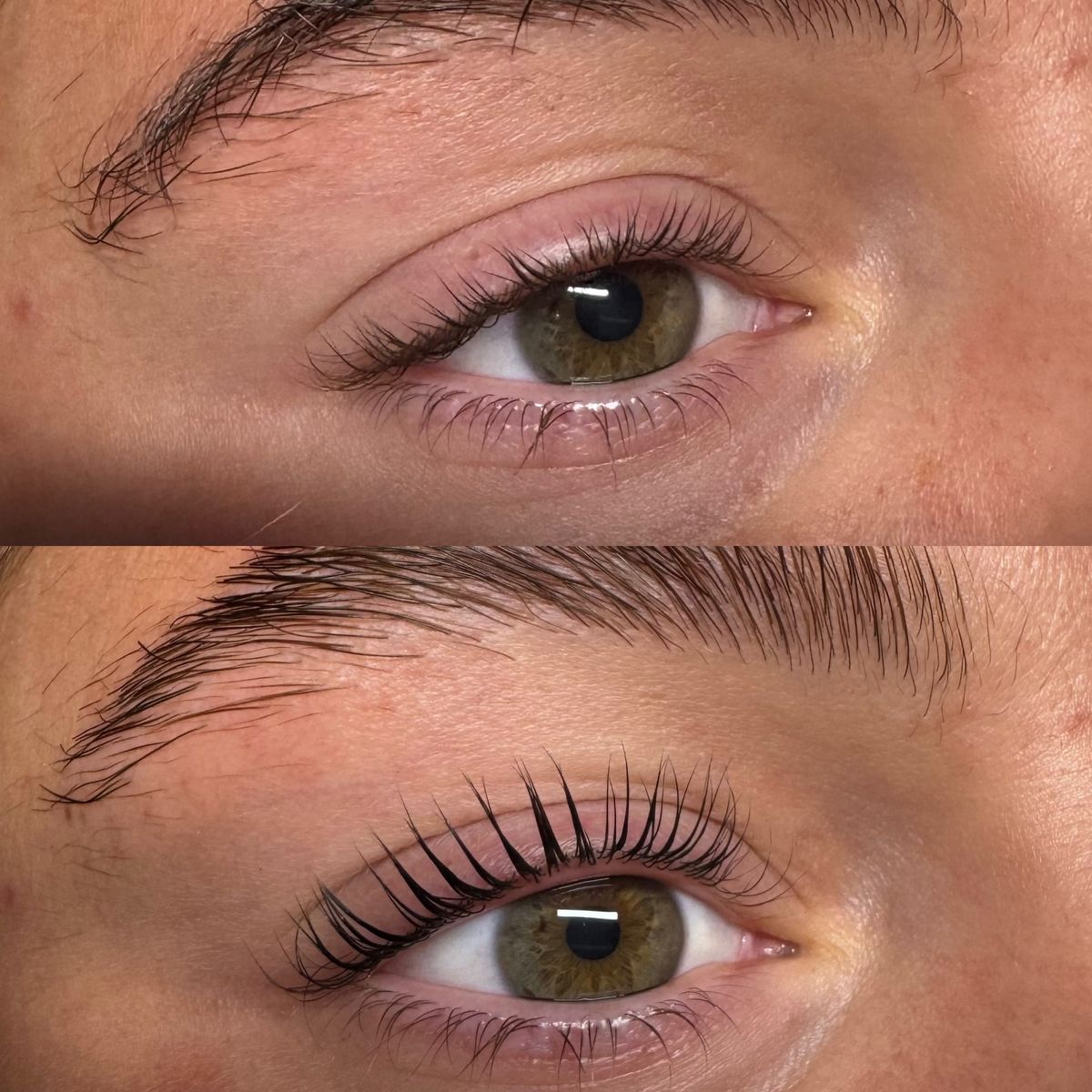 Lash lift — before and after