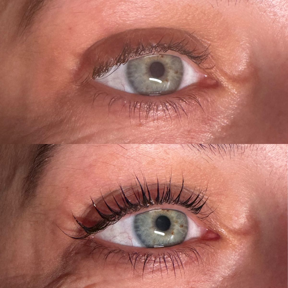 Lash lift — before and after